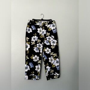 Rafaella floral print pants size 14 Black with floral print